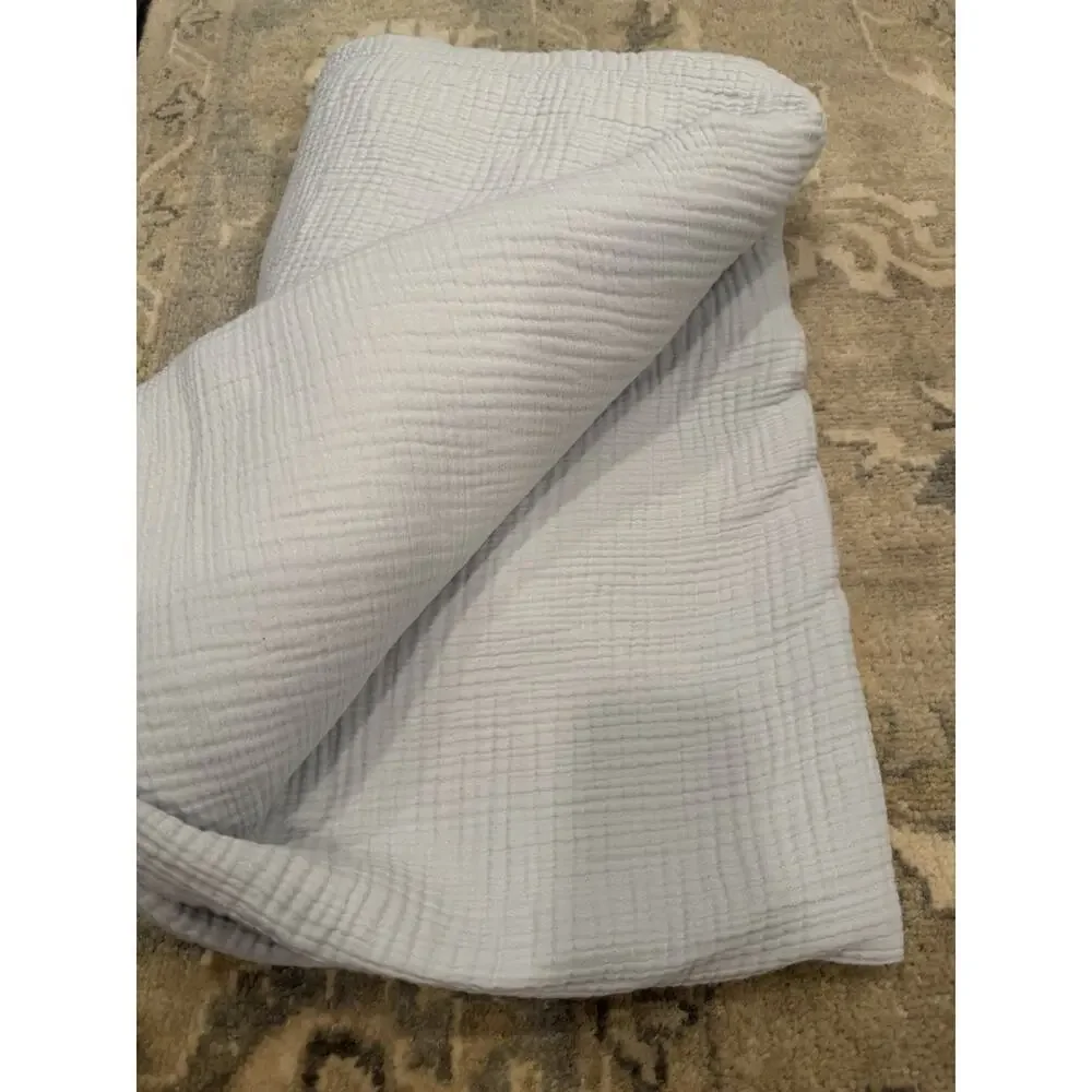 Boll & Branch Dream Bed Blanket Organic Cotton Sky Blue Full/ Queen NEW $319